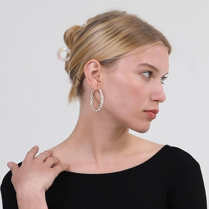 Senteria 925 Sterling Silver Earrings Hoops for Women Lightweight Twisted Hoop Earrings With Cubic Zirconia Hypoallergenic Hoops Earrings (20/30/40/50/60MM) - Image 2